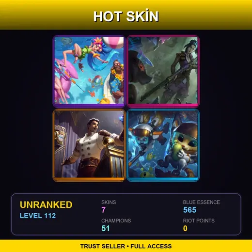 LAN | Pool Party Gangplank | Arcane Enforcer Caitlyn | Arcane Inventor Jayce | Astronaut Gnar | 7 Skin | 51 Champ | Lv112