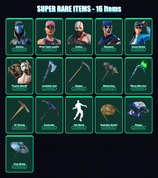 [PC/XBOX] | Sultura | Rose Team Leader | Kratos | Warpaint | Cloud Striker | 102 skin | 141 pickaxe | 108 emote | 119 glider | Lv1546