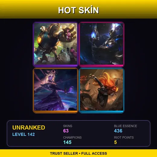 RU | Victorious Blitzcrank | Cosmic Defender Xin Zhao | High Noon Katarina | PROJECT: Jinx | 63 Skin | 145 Champ | Lv142