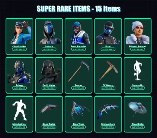 [PC] | Cloud Striker | Sultura | Point Patroller | Fixer | Blizzard Bomber | 176 skin | 242 pickaxe | 163 emote | 175 glider | Lv2810