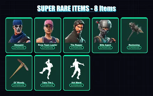 [PC/XBOX/PSN] | Warpaint | Rose Team Leader | The Reaper | Elite Agent | Gear Specialist Maya | 36 skin | 42 pickaxe | 35 emote | 42 glider | Lv479
