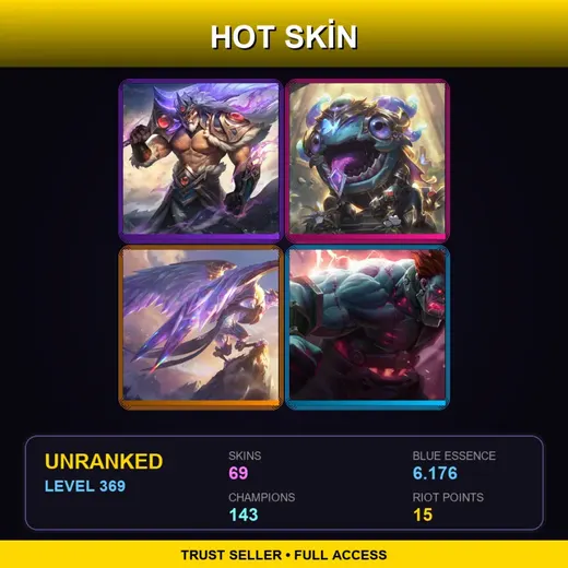 LAN | Victorious Tryndamere | Victorious Kog'Maw | Victorious Anivia | Hextech Sion | 69 Skin | 143 Champ | Lv369 — Battle Wolf Sylas