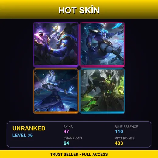 EUW | Cosmic Devourer Vladimir | Cosmic Charger Hecarim | High Noon Samira | Cosmic Lux | 47 Skin | 64 Champ | Lv35