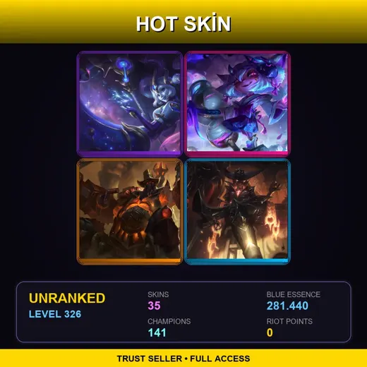 LAN | Spirit Blossom Tristana | Cosmic Destiny Nami | High Noon Urgot | High Noon Senna | 35 Skin | 141 Champ | Lv326