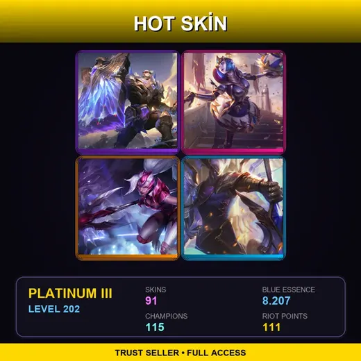 EUW | Victorious Braum | Victorious Orianna | Challenger Nidalee | Victorious Aatrox | 91 Skin | 115 Champ | Platinum III | Lv202 — Tpa Orianna