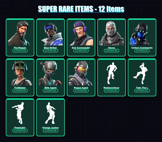 [PS4/PS5/XBOX/PC] | The Reaper | Blue Striker | Sub Commander | Havoc | Carbon Commando | 22 skin | 12 pickaxe | 22 emote | 18 glider | Lv348