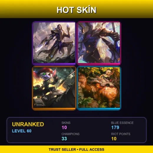 LAS | Victorious Lucian | Victorious Aatrox | Omega Squad Tristana | Sasquatch Nunu & Willump | 10 Skin | 33 Champ | Lv60