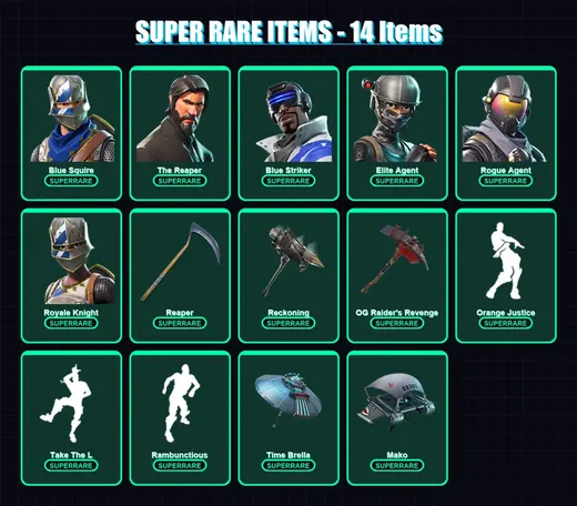 [PC/XBOX] | Blue Squire | The Reaper | Blue Striker | Elite Agent | Rogue Agent | 75 skin | 60 pickaxe | 69 emote | 49 glider | Lv657
