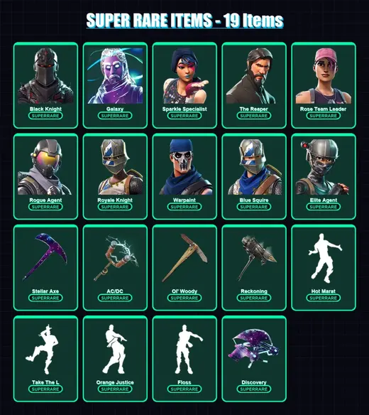 [PC/PSN] | Black Knight | Galaxy | Sparkle Specialist | The Reaper | Rose Team Leader | 60 skin | 41 pickaxe | 76 emote | 52 glider | Lv615