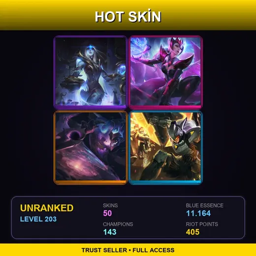 VN | Challenger Ahri | Cosmic Queen Ashe | Dark Star Shaco | PROJECT: Leona | 50 Skin | 143 Champ | Lv203