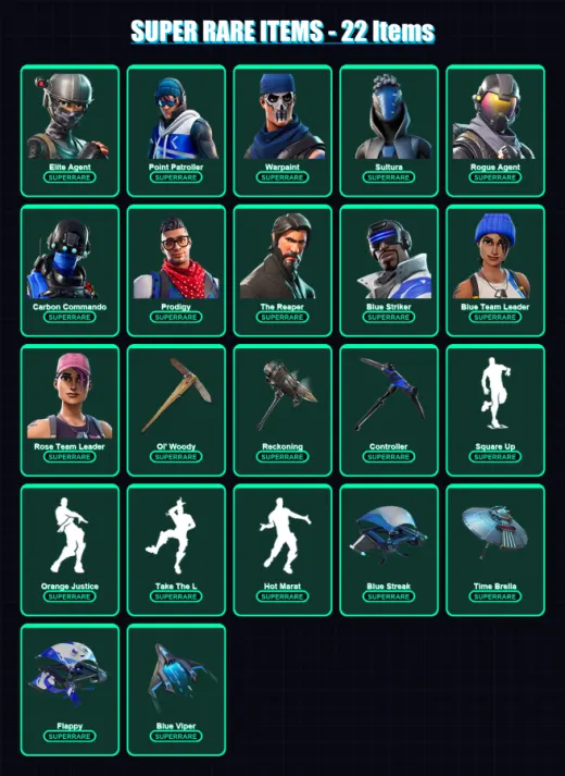 [PC/XBOX] | Elite Agent | Point Patroller | Warpaint | Sultura | Rogue Agent | 114 skin | 116 pickaxe | 123 emote | 99 glider | Lv1028
