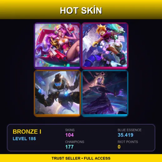 SG | Arcade Miss Fortune | Arcade Ezreal | Pulsefire Lucian | Dark Cosmic Lux | 104 Skin | 177 Champ | Bronze I | Lv185
