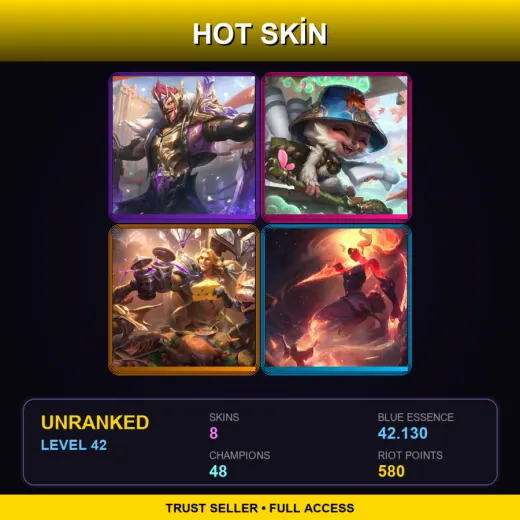 TR | Victorious Draven | Spirit Blossom Springs Teemo | Twitch Shadowfoot | Infernal Akali | 8 Skin | 48 Champ | Lv42