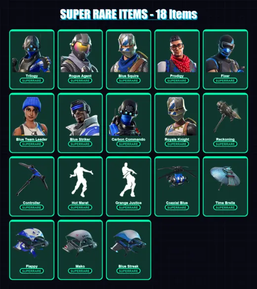 [SWITCH/XBOX/PSN/PC] | Trilogy | Rogue Agent | Blue Squire | Prodigy | Fixer | 59 skin | 61 pickaxe | 64 emote | 74 glider | Lv1102