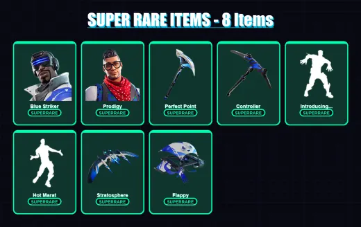 [PS4/PS5/XBOX/PC] | Blue Striker | Prodigy | Rox | Mandalorian | Deadpool | 64 skin | 84 pickaxe | 59 emote | 73 glider | Lv911