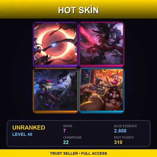 LAN | Blood Moon Sivir | Cosmic Dusk Xayah | Lunar Wraith Sylas | Order of the Banana Soraka | 7 Skin | 22 Champ | Lv40 — Pizza Delivery Sivir