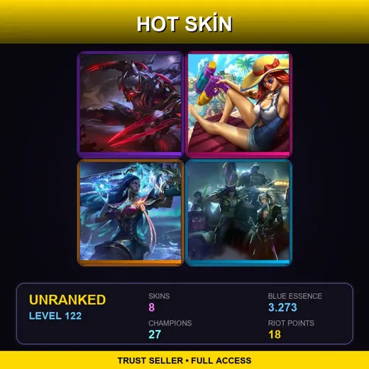 EUW | Blood Moon Zed | Pool Party Miss Fortune | Winterblessed Senna | HEARTSTEEL Yone | 8 Skin | 27 Champ | Lv122