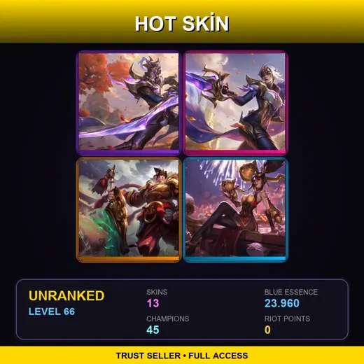 LAN | Victorious Master Yi | Victorious Fiora | Warring Kingdoms Garen | Firecracker Vayne | 13 Skin | 45 Champ | Lv66 — Monster Tamer Lulu