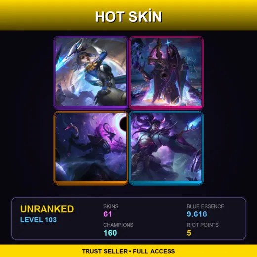 SG | Pulsefire Fiora | Dark Cosmic Jhin | Dark Star Thresh | Spirit Blossom Thresh | 61 Skin | 160 Champ | Lv103
