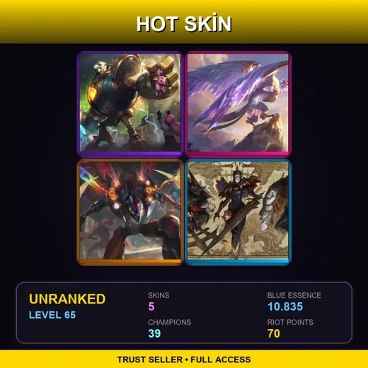 LAN | Victorious Blitzcrank | Victorious Anivia | Odyssey Kha'Zix | Black Scourge Singed | 5 Skin | 39 Champ | Lv65