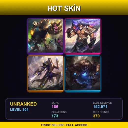 BR | Victorious Blitzcrank | Victorious Tryndamere | Victorious Lucian | Hextech Galio | 166 Skin | 173 Champ | Lv304