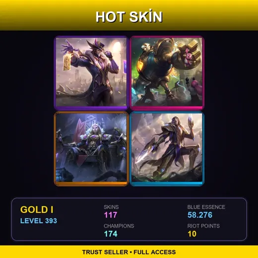 EUNE | Victorious Twisted Fate | Victorious Blitzcrank | Victorious Sejuani | Victorious Lucian | 117 Skin | 174 Champ | Gold I | Lv393 — Statue Of Karthus