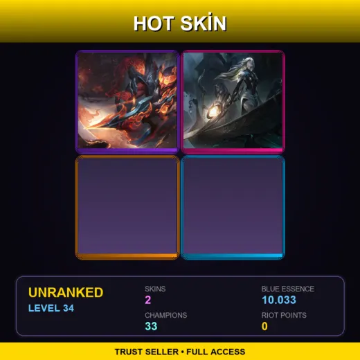 RU | Shan Hai Scrolls Jhin | Sentinel Diana | 2 Skin | 33 Champ | Lv34