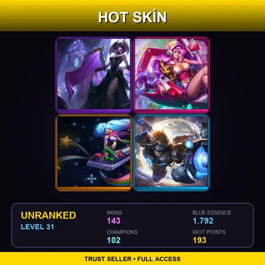 LAN | Victorious Morgana | Arcade Miss Fortune | Arcade Sona | Pulsefire Ezreal | 143 Skin | 102 Champ | Lv31