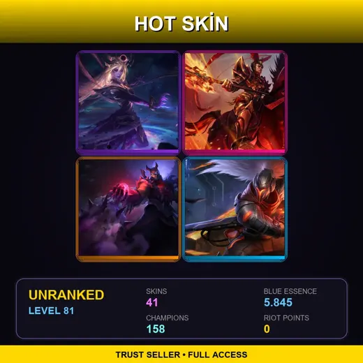 SG | Blood Moon Shen | Dark Cosmic Lux | PROJECT: Yasuo | PROJECT: Jhin | 41 Skin | 158 Champ | Lv81