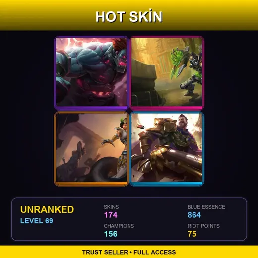 EUW | Hextech Sion | Hextech Singed | Mythic Cassiopeia | Victorious Graves | 174 Skin | 156 Champ | Lv69