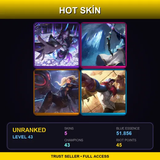 EUNE | Spirit Blossom Irelia | Queen Ashe | Riot Kayle | Lil' Slugger Trundle | 5 Skin | 43 Champ | Lv43