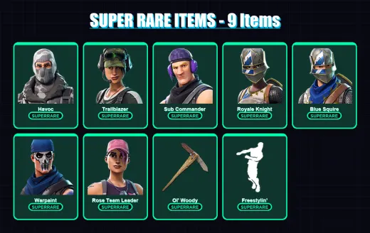 [PC/XBOX/PSN] | Havoc | Trailblazer | Sub Commander | Royale Knight | Blue Squire | 9 skin | 7 pickaxe | 7 emote | 12 glider | Lv89
