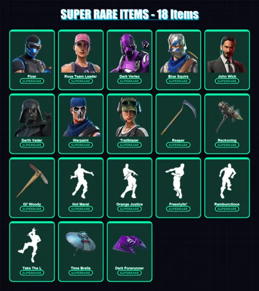 [PC/XBOX/PSN] | Fixer | Rose Team Leader | Dark Vertex | Blue Squire | John Wick | 262 skin | 197 pickaxe | 217 emote | 183 glider | Lv3121