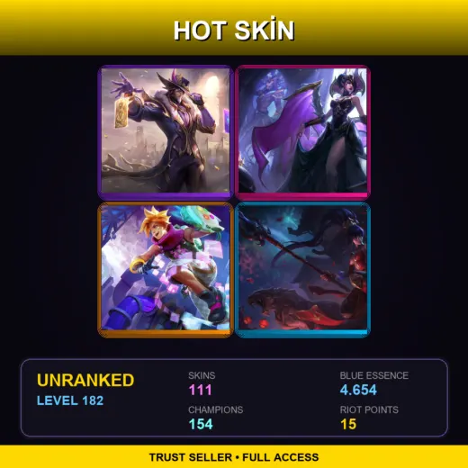 BR | Victorious Twisted Fate | Victorious Morgana | Arcade Ezreal | Warring Kingdoms Nidalee | 111 Skin | 154 Champ | Lv182
