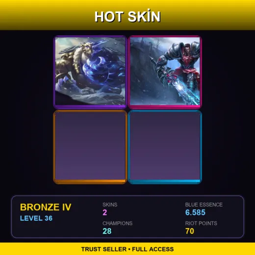 LAS | Duality Dragon Volibear | Dreadknight Garen | 2 Skin | 28 Champ | Bronze IV | Lv36