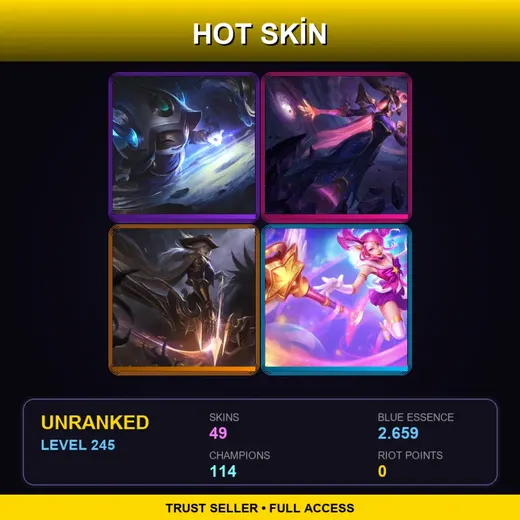 LAN | Cosmic Enchantress Lulu | Dark Cosmic Lissandra | High Noon Ashe | Star Guardian Lux | 49 Skin | 114 Champ | Lv245 — Orbeeanna