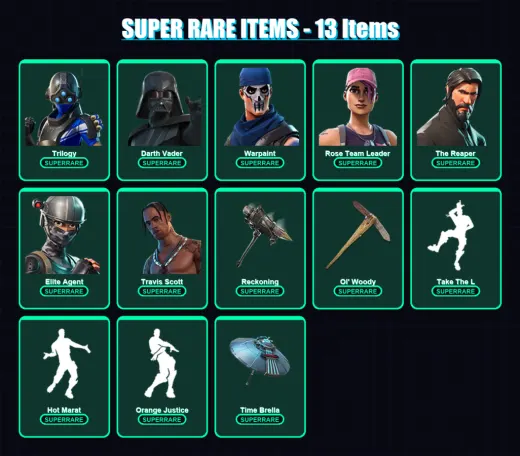 [PS4/PS5/XBOX/PC] | Trilogy | Darth Vader | Warpaint | Rose Team Leader | The Reaper | 98 skin | 124 pickaxe | 121 emote | 135 glider | Lv2499