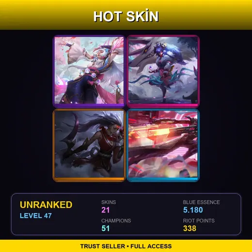 BR | Spirit Blossom Syndra | Spirit Blossom Kindred | Blood Moon Diana | PROJECT: Lucian | 21 Skin | 51 Champ | Lv47
