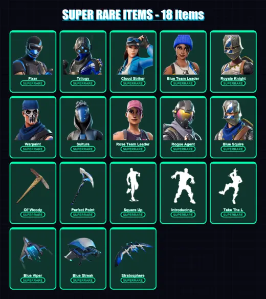 [PS4/PS5/XBOX/PC] | Fixer | Trilogy | Cloud Striker | Blue Team Leader | Royale Knight | 99 skin | 91 pickaxe | 72 emote | 87 glider | Lv1181
