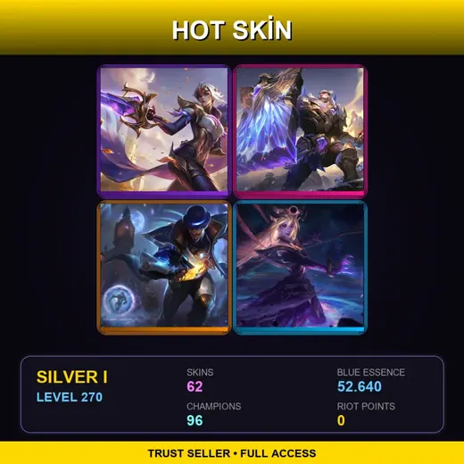 LAS | Victorious Fiora | Victorious Braum | Battle Academia Ezreal | Pulsefire Twisted Fate | 62 Skin | 96 Champ | Silver I | Lv270 — Junkyard Trundle