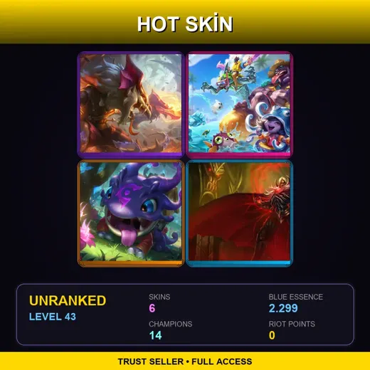 EUW | Dragonslayer Twitch | Pool Party Lulu | Arcanist Kog'Maw | Blood Lord Vladimir | 6 Skin | 14 Champ | Lv43 — Galactic Nasus