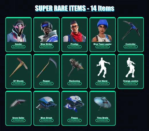 [PS4/PS5/XBOX/PC] | Xander | Blue Striker | Prodigy | Blue Team Leader | Dire | 71 skin | 127 pickaxe | 78 emote | 108 glider | Lv1559