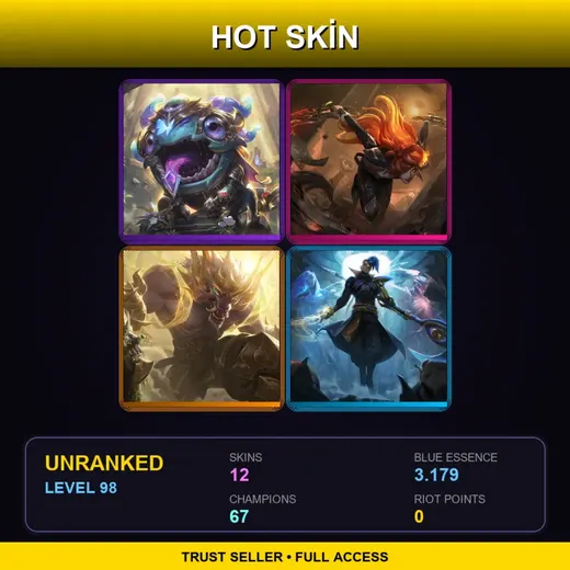 EUW | Victorious Kog'Maw | High Noon Katarina | Lunar Guardian Warwick | Odyssey Kayn | 12 Skin | 67 Champ | Lv98