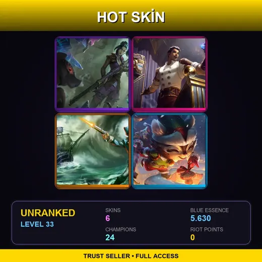 LAN | Arcane Enforcer Caitlyn | Arcane Inventor Jayce | Minuteman Gangplank | Happy Elf Teemo | 6 Skin | 24 Champ | Lv33 — Arcane Inventor Jayce