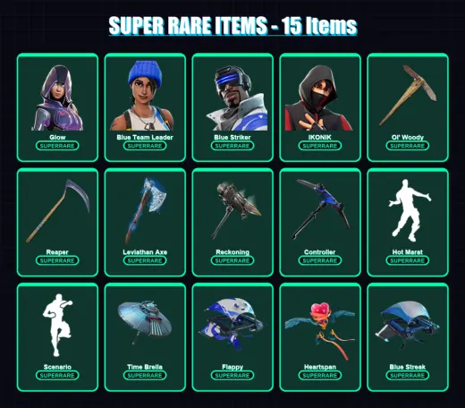 [PC/XBOX] | Glow | Blue Team Leader | Blue Striker | IKONIK | Spire Assassin | 148 skin | 159 pickaxe | 126 emote | 138 glider | Lv2188