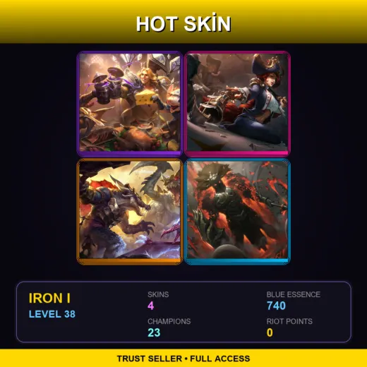EUW | Twitch Shadowfoot | Waterloo Miss Fortune | Prehistoric Cho'Gath | Myrmidon Pantheon | 4 Skin | 23 Champ | Iron I | Lv38