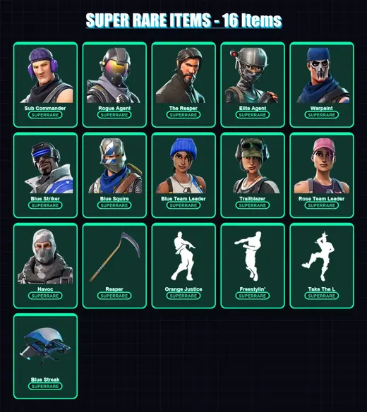[PC/XBOX/PSN] | Sub Commander | Rogue Agent | The Reaper | Elite Agent | Warpaint | 38 skin | 22 pickaxe | 36 emote | 29 glider | Lv389 — Game account