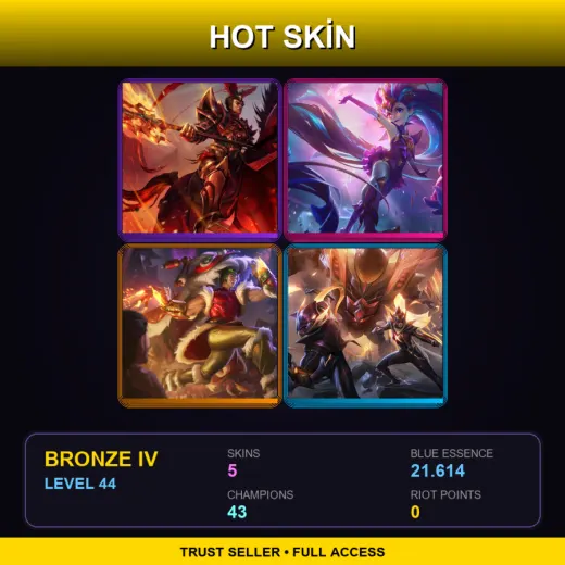 EUNE | Warring Kingdoms Jarvan IV | Star Guardian Zoe | Firecracker Sett | FPX Vayne | 5 Skin | 43 Champ | Bronze IV | Lv44