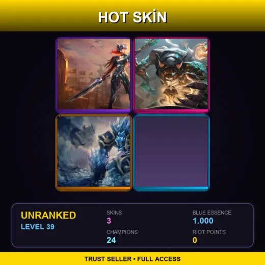 EUW | Iron Solari Leona | Guardian of the Sands Ryze | Glacial Malphite | 3 Skin | 24 Champ | Lv39