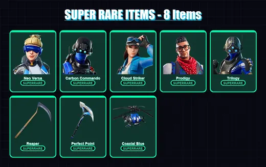 [PC/XBOX/PSN] | Neo Versa | Carbon Commando | Cloud Striker | Prodigy | Trilogy | 54 skin | 64 pickaxe | 78 emote | 65 glider | Lv937